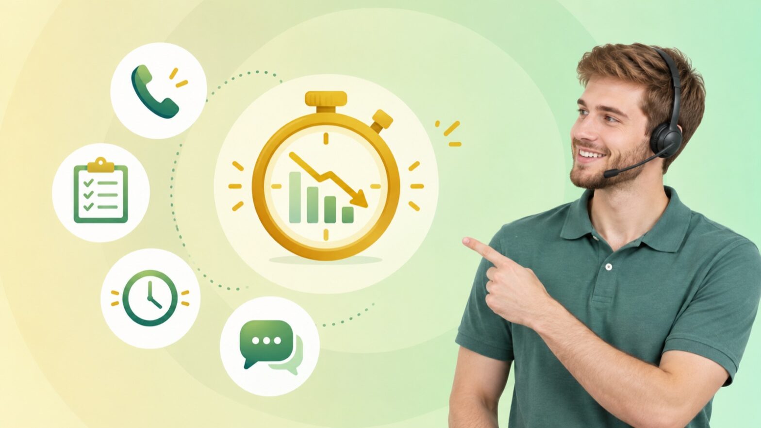 Support agent reviewing average handle time metrics